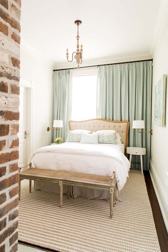 3 ways to decorate a small guest bedroom with an off-centered window to maximize on function, comfort, and space. - Bless'er House #guestbedroom #furniturelayout