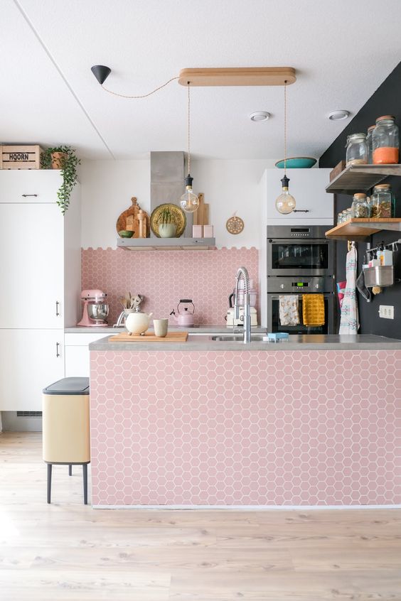 mature look pink kitchen