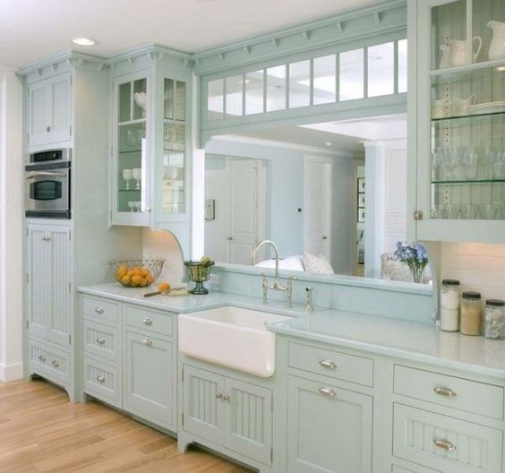 Dresden Blue Cabinet for Coastal Kitchen Design