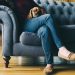 Couch, Feet, Shoes, Wooden, Floor, Dog, Puppy, Brown