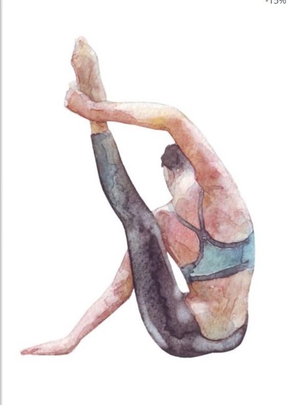 Watercolor Painting of a Woman Doing Yoga Poster