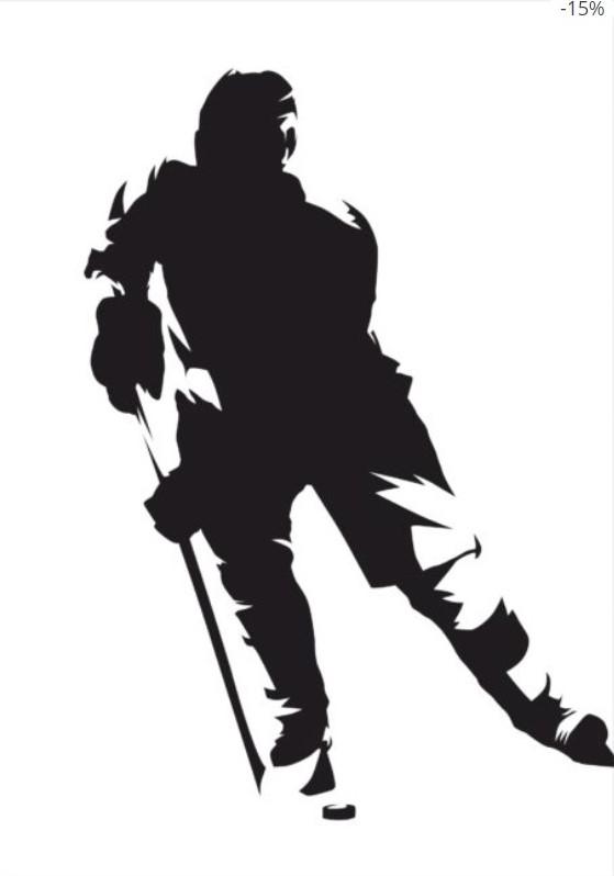 Black Silhouette of a Hockey Player Poster